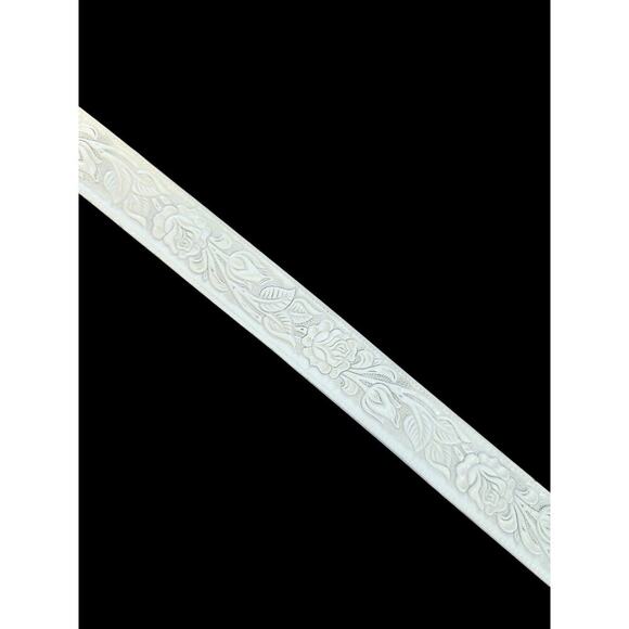 Brazos Joe made in USA tooled floral belt 46131 cream leather - Picture 2 of 13